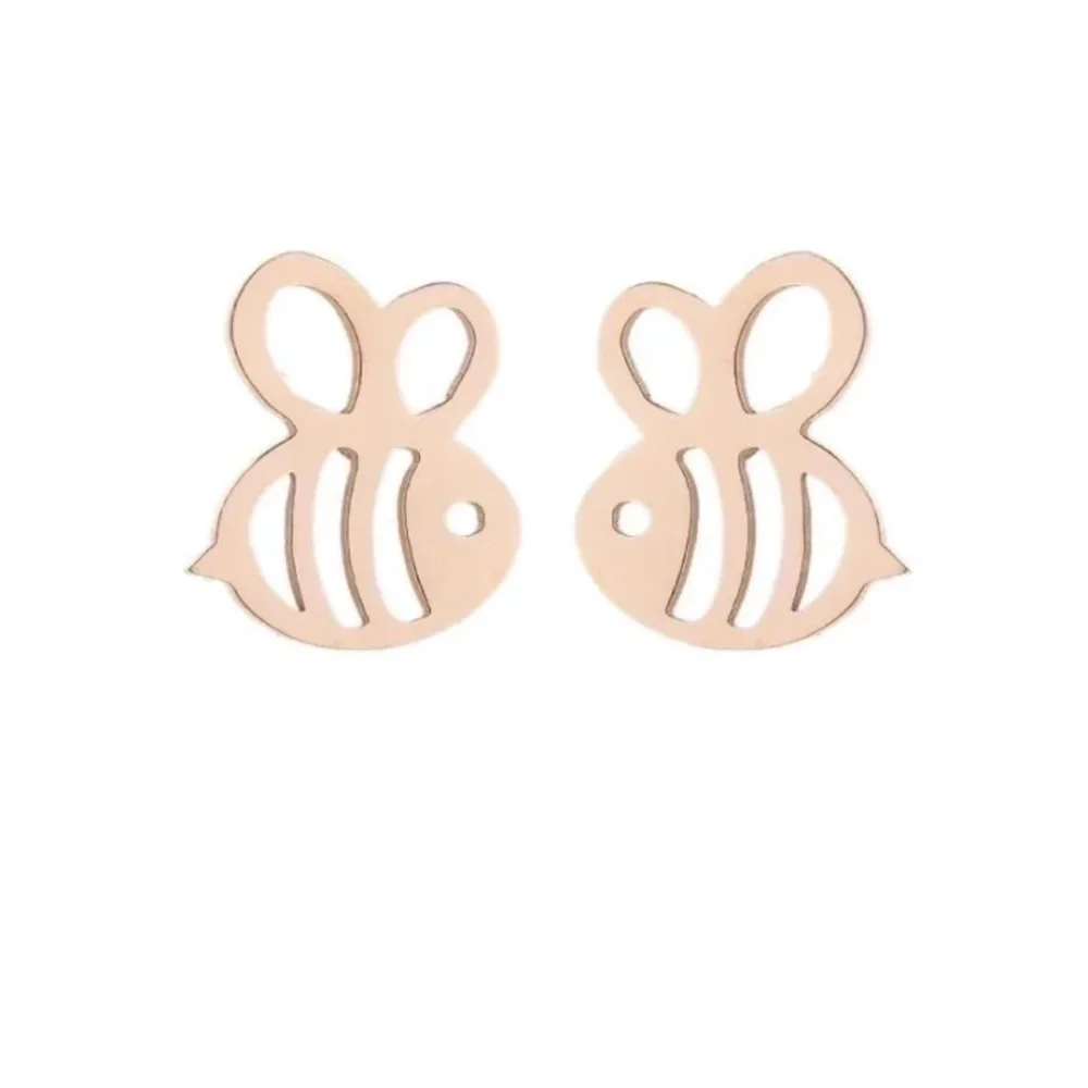 Adorable Rose Gold Bee-Shaped Stud Earrings - NWOT